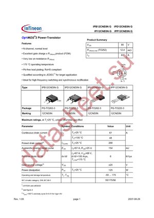 IPP12CNE8N G datasheet  